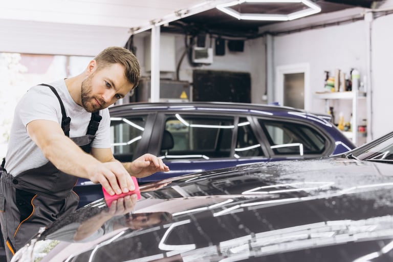 Paint protection film application on vehicle